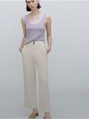 Everlane Off-White Wide-Leg Utility Pants with Contrast Buttons